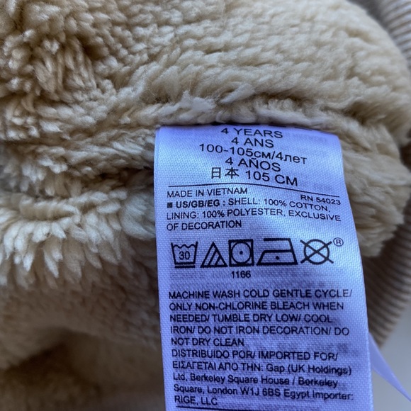 GAP Toddlers unisex fleece lined hoodie oatmeal color size 4T NWT - Picture 5 of 5